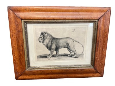 Lot 114 - Wenceslaus Hollar ( 1607-1677) etching after Durer - Lion standing, together with various pictures and prints