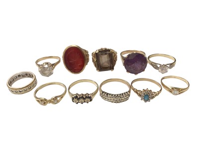 Lot 51 - Eleven 9ct gold gem set dress rings