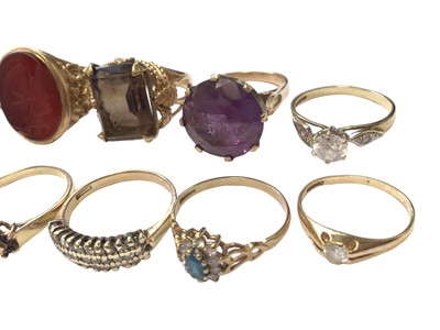 Lot 51 - Eleven 9ct gold gem set dress rings