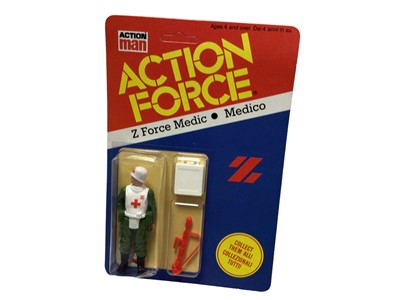Lot 93 - Palitoy Action Man Action Force Z Force Medic, on unpunched card with blister pack (1)