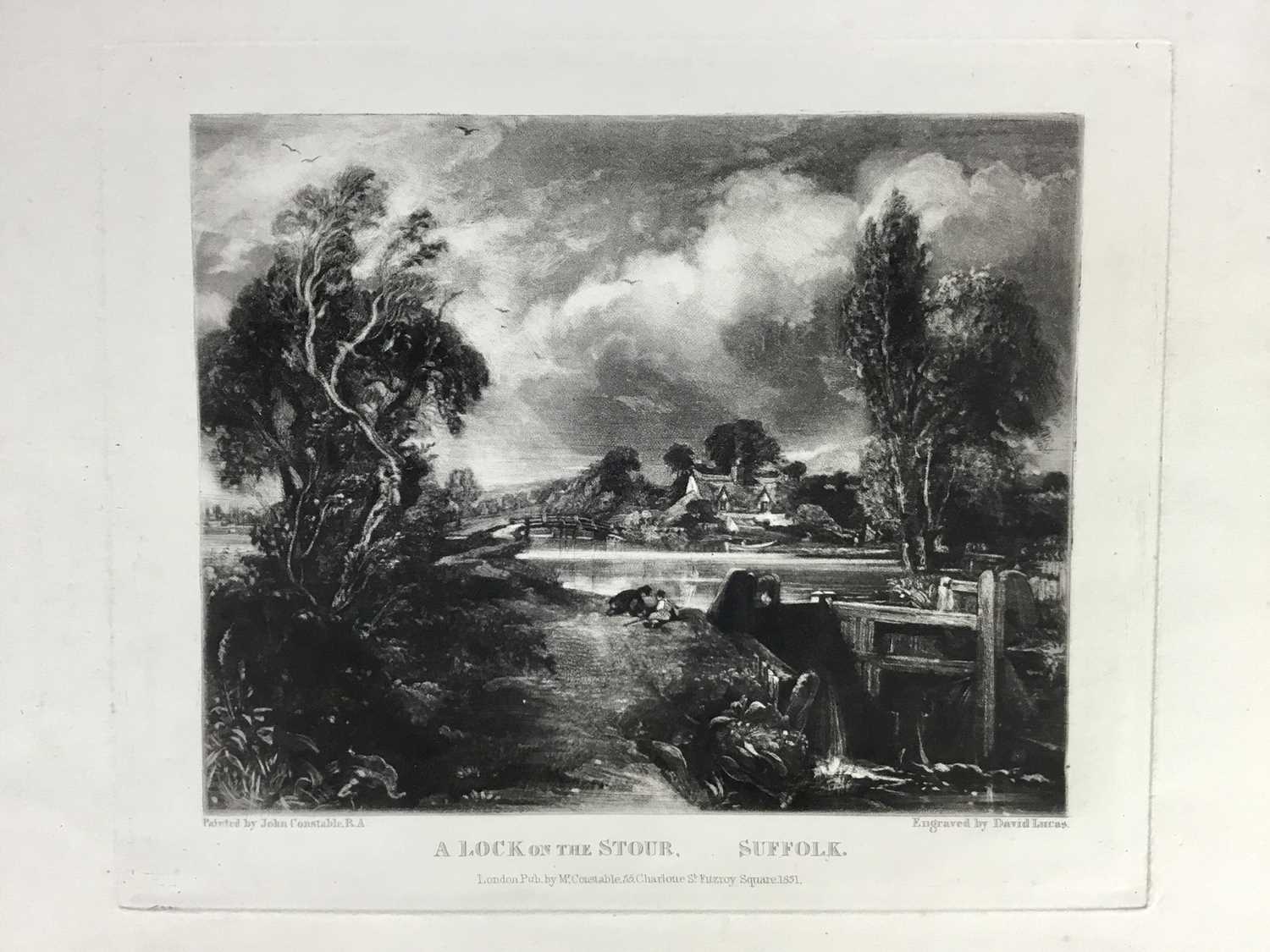 Lot 185 - David Lucas after John Constable RA., mezzotint "A Lock on the Stour", published by Mr Constable, Charlotte Street, London 1831, 27cm x 36cm, unframed