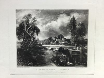 Lot 175 - David Lucas after John Constable RA., mezzotint "A Lock on the Stour", published by Mr Constable, Charlotte Street, London 1831, 27cm x 36cm, unframed