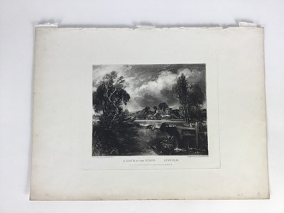 Lot 185 - David Lucas after John Constable RA., mezzotint "A Lock on the Stour", published by Mr Constable, Charlotte Street, London 1831, 27cm x 36cm, unframed