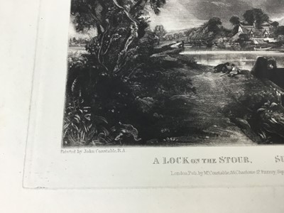 Lot 185 - David Lucas after John Constable RA., mezzotint "A Lock on the Stour", published by Mr Constable, Charlotte Street, London 1831, 27cm x 36cm, unframed