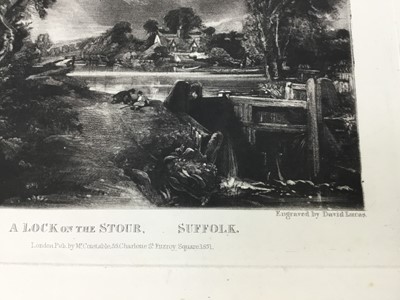 Lot 185 - David Lucas after John Constable RA., mezzotint "A Lock on the Stour", published by Mr Constable, Charlotte Street, London 1831, 27cm x 36cm, unframed