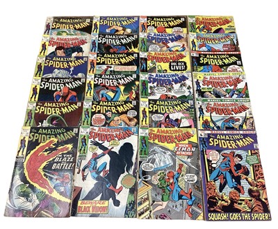 Lot 44 - Marvel Comics The Amazing Spider-Man, mostly 1970's and some 60's (English and American price variants). To include #73 - first apperance of Silvermane, #75 - iconic cover art by John Romita Sr, #8...