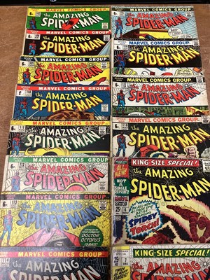 Lot 44 - Marvel Comics The Amazing Spider-Man, mostly 1970's and some 60's (English and American price variants). To include #73 - first apperance of Silvermane, #75 - iconic cover art by John Romita Sr, #8...