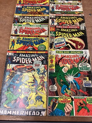 Lot 44 - Marvel Comics The Amazing Spider-Man, mostly 1970's and some 60's (English and American price variants). To include #73 - first apperance of Silvermane, #75 - iconic cover art by John Romita Sr, #8...