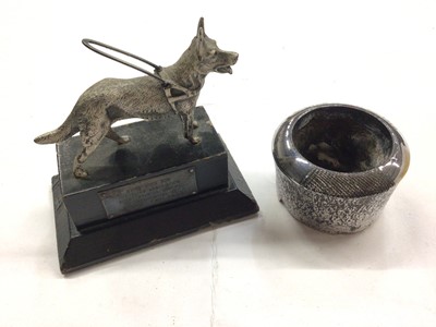 Lot 362 - H.M.S. "Lion" vesta holder dated August 6th 1910 and a guide dog trophy (2)