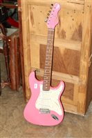 Lot 3820 - Encore electric guitar finished in pink gloss