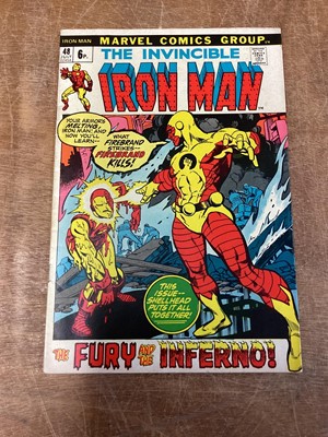 Lot 41 - Marvel Comics The Invincible Iron Man, 1970's (English price variants). To include #48, 49, #50, #58, #59 and others. Approximately 15 comics.