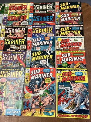 Lot 67 - Marvel Comics Prince Namor, the Sub-Mariner 1970's and some 60's (English and American price variants). To include #20 - first battle of Dr Doom and Namor, #27 - first apperance of Commander Kraken...