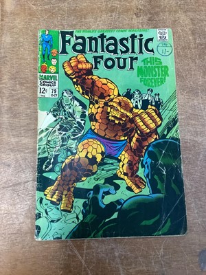 Lot 38 - Marvel Comics Fantastic Four 1960's (English and American price variants). To include #57 - iconic cover art by Jack Kirby, #66 - origin of HIM/Adam Warlock and others. Some in poor condition. Appr...
