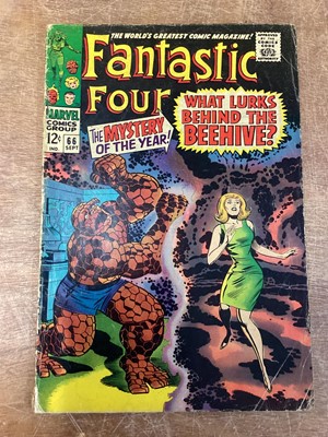 Lot 38 - Marvel Comics Fantastic Four 1960's (English and American price variants). To include #57 - iconic cover art by Jack Kirby, #66 - origin of HIM/Adam Warlock and others. Some in poor condition. Appr...