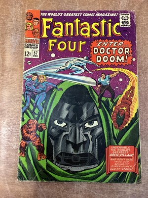 Lot 38 - Marvel Comics Fantastic Four 1960's (English and American price variants). To include #57 - iconic cover art by Jack Kirby, #66 - origin of HIM/Adam Warlock and others. Some in poor condition. Appr...