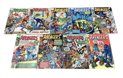 Lot 37 - Nine Marvel Comics The Avengers #70-78 (1970's) First full Appearance of the Squadron Sinister in issue #70. First appearance of The Invaders and Black Knight joins The Avengers in issue #71. First...
