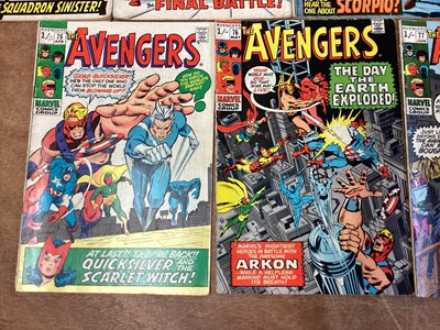 Lot 37 - Nine Marvel Comics The Avengers #70-78 (1970's) First full Appearance of the Squadron Sinister in issue #70. First appearance of The Invaders and Black Knight joins The Avengers in issue #71. First...