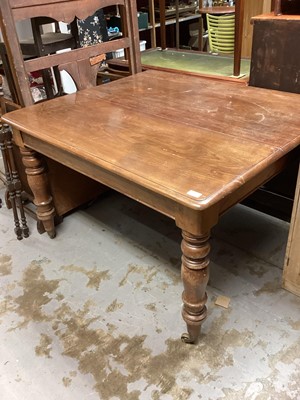 Lot 1268 - Victorian mahogany small dining table on turned legs and brass castors 119 x 101cm