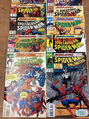 Lot 47 - Marvel Comics Spider-Man "Maximum Carnage" complete storyline part 1 - 14, 1993 (American price variants). Part 2 back and front cover is detached. (14)