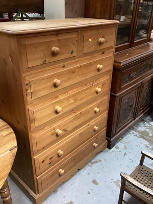 Lot 1287 - Modern pine chest two short and four long drawers on bracket feet 102cm wide, 142 cm high, 46cm deep