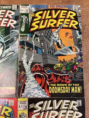 Lot 32 - Six Marvel Comics The Silver Surfer #11-13 #16-18 (1969/70) (UK and American Price Variant)