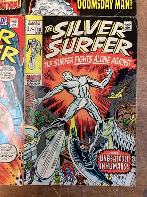Lot 32 - Six Marvel Comics The Silver Surfer #11-13 #16-18 (1969/70) (UK and American Price Variant)