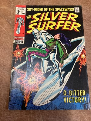 Lot 32 - Six Marvel Comics The Silver Surfer #11-13 #16-18 (1969/70) (UK and American Price Variant)