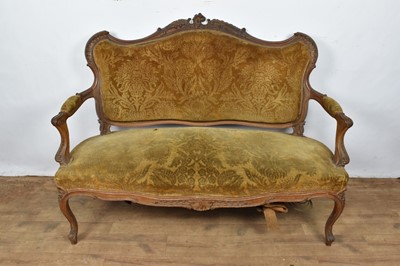 Lot 1328 - Late 19th century French walnut salon sofa