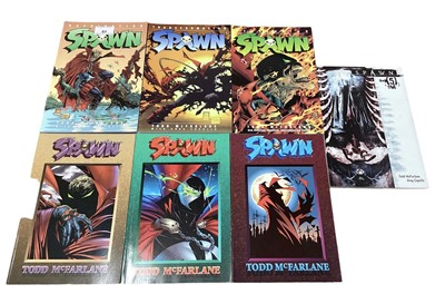 Lot 83 - Three Titan Books, Todd McFarlane "Spawn" Graphic novels. Spawn Retribution, Transformation and Escalation. Together with Image Comic "Spawn" Graphic novels. Spawn volume 1, volume 2, volume 3 and...