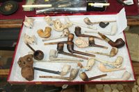 Lot 3703 - Collection of twenty-nine old clay pipe and...