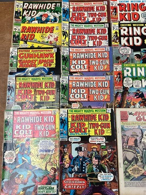 Lot 64 - Fourteen Western Themed Marvel Comics "The Mighty Marvel Western" The Rawhide Kid, Kid Colt Outlaw and Two-Gun Kid #7 #8 #9 #11 #12 #13 (1970) (American Price Variant). Marvel Comics The Ringo Kid...