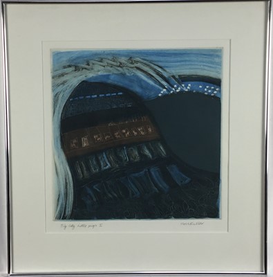 Lot 144 - Moss Fuller - Pig City, Little Pigs I, signed, 35cm x 34cm, in glazed frame