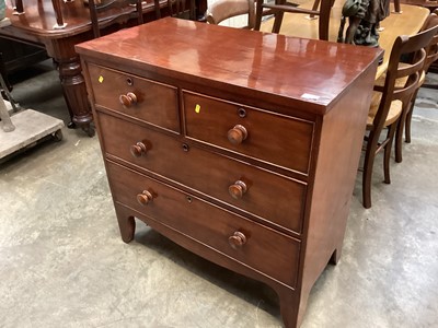 Lot 1301 - Early 19th Century mahogany small chest of four drawers on bracket feet 88cm wide, 46cm deep, 89cm high