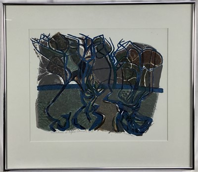 Lot 143 - Moss Fuller - two signed limited edition prints, Blackthorn at Clydie Johnson's, 6/30, 34cm x 42cm and Suspended Trees dated 1992, 22/30, 37cm x 47cm, in glazed frames (2)