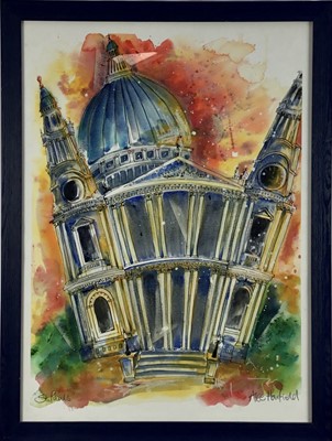 Lot 141 - Alce Harfield watercolour - St Paul's, signed, blind stamped, 72cm x 52cm, in glazed frame