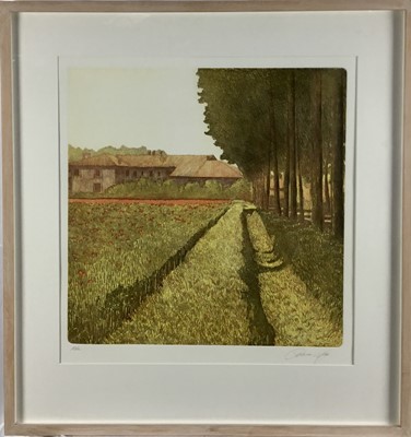 Lot 146 - Continental School 20th/21st Century, five signed prints- Harvest, Poppy field and others in glazed frames