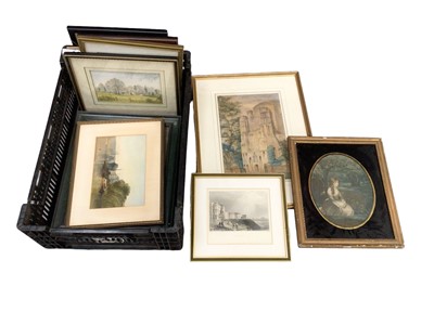 Lot 144 - Box of antique and later pictures and prints