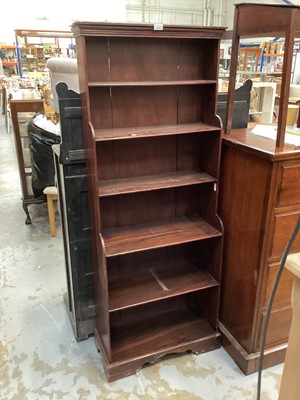 Lot 1315 - Victorian grained pine waterfall open bookcase on bracket feet 167 high, 67 wide, 31cm deep