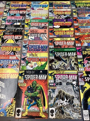 Lot 74 - Marvel Comics Web of Spider-Man, 1985 to 1995 (Mostly American price variants). A large group to include issues #1 - #12, #15 - #53, #55 - #57, #59 - #100, #104 - #126, #128 - #129 and some annuals...