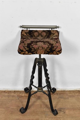 Lot 1356 - Unusual antique brass and iron revolving harpist’s chair