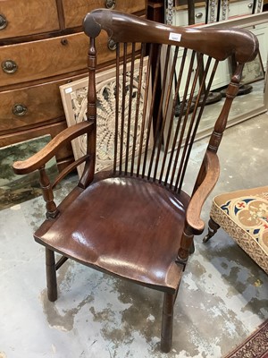 Lot 1317 - Unsual late 19th century mahogany stick back armchair