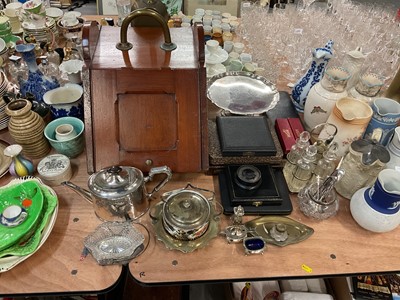 Lot 418 - Edwardian coal scuttle, together with silver plated comport, cased cutlery and other silver plated items.