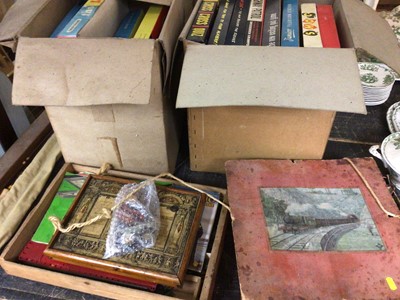 Lot 170 - Two boxes of board games, a dolls house, Meccano, and a box of model trains including Hornby