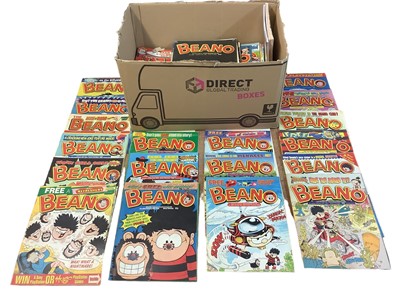 Lot 605 - Large collection of Beano magazines, 1990's and early 2000's. Together with Dandy magazines, 1990's and early 2000's. Approximately 200 magazines.