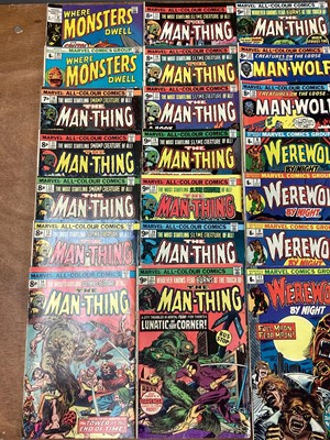 Lot 57 - Mixed Marvel Horror Lot to include Adventure into Fear The Man Called Morbius...The Living Vampire #24-26 (1974) First appearance of Blade outside of Tomb Of Dracula and first meeting of Blade and...