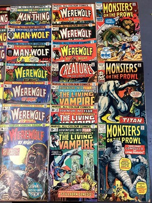 Lot 57 - Mixed Marvel Horror Lot to include Adventure into Fear The Man Called Morbius...The Living Vampire #24-26 (1974) First appearance of Blade outside of Tomb Of Dracula and first meeting of Blade and...