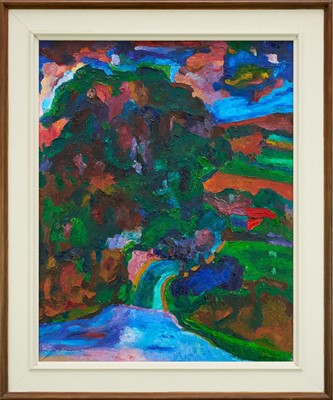 Lot 1164 - *Colin Moss (1914-2005) oil on canvas - Abstract Rural Landscape, signed, 76cm x 61cm, framed