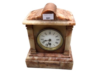 Lot 681 - Stone cased mantle clock, two wooden cased clocks and brass clock with modern movement (4)