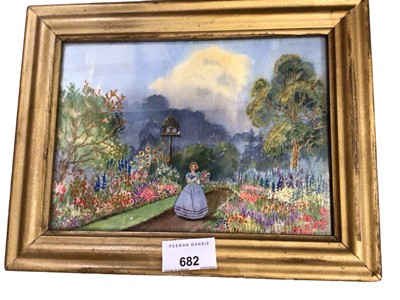 Lot 682 - Flower garden embroidery and other pictures (qty)