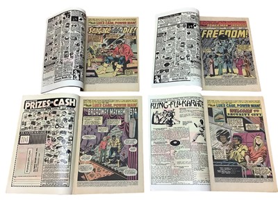 Lot 31 - Marvel Comics Luke Cage, Power Man #22 #23 #49 & Power Man and Iron Fist #50 (UK Price Variant) First appearance of the Heroes For Hire and Title changed to include Iron Fist